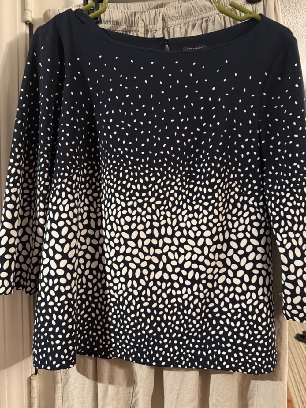 Ann Taylor Navy Top with White Dot Gradient